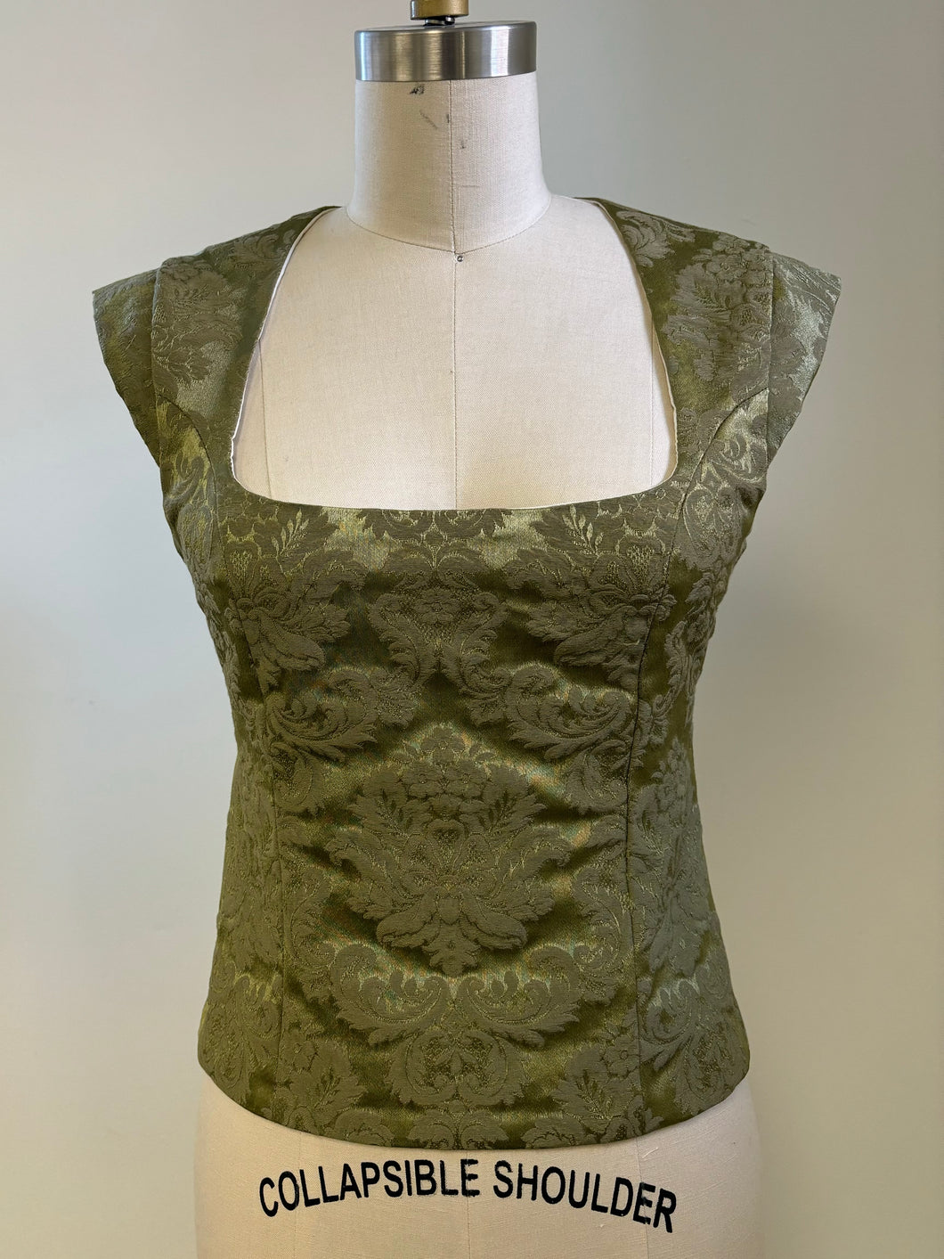 Green Damask Tapestry Top