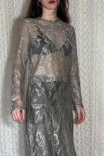 Load image into Gallery viewer, Long Sleeve Sheer Shirt in Gray Lace
