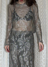 Load image into Gallery viewer, Long Sleeve Sheer Shirt in Gray Lace
