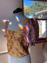 Load image into Gallery viewer, Sale: Multi-Color Brocade, Puff Sleeve, Corset Top
